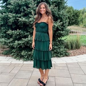 Alex Midi Dress in Emerald Green